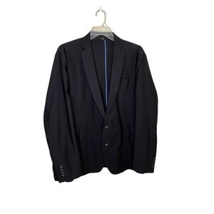 Haggar Smart Wash Highland Blazer Mens XL 48/50 Black 2 Button Stretch Jacket